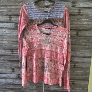 PRANA Women’s Yoga 2 Lightweight Long-Sleeved Patterned Tops Size M